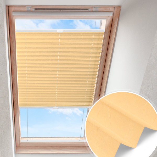 Dachfensterplissee Beige nach Maß | blickdicht crush perlmutt B0108